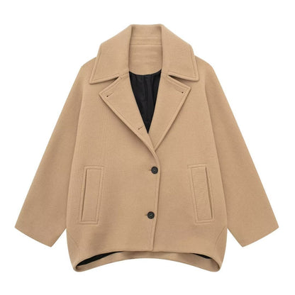 Manteau Court en Laine Mélangée – Charme Automnal