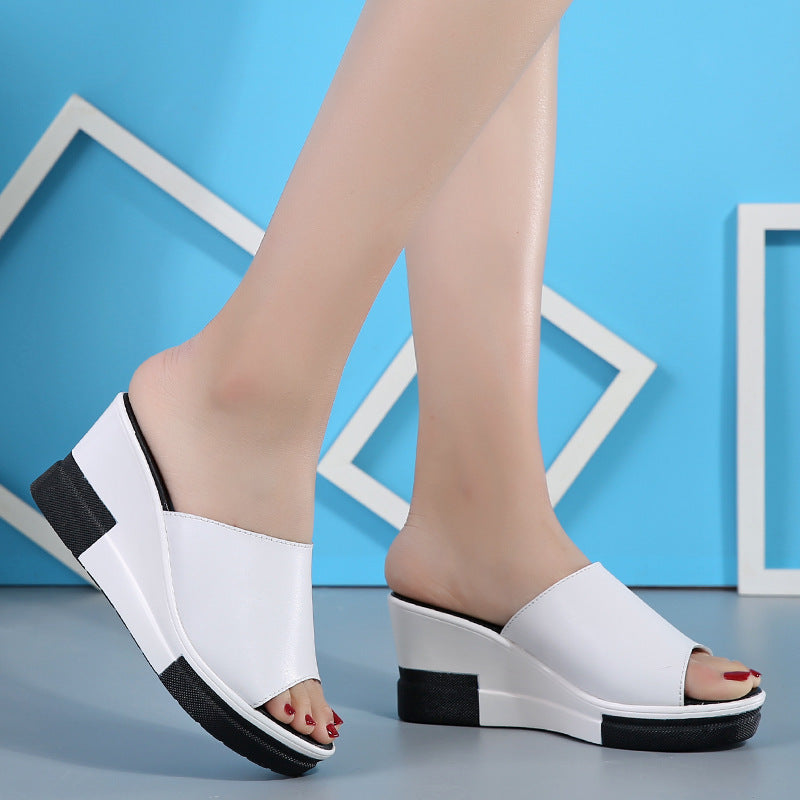 Mules en Cuir avec Semelle Compensée Confort & Élégance