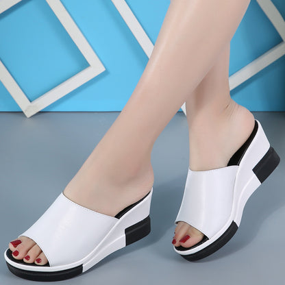 Mules en Cuir avec Semelle Compensée Confort & Élégance