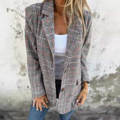 Blazer Élégance Rétro Pied-de-Poule