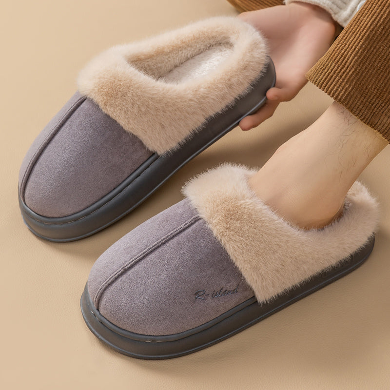 Mules Douillettes Unisexes en Coton Fluffy Antidérapantes
