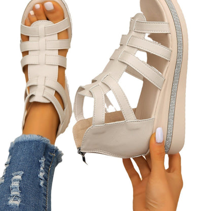 Sandales Compensées Femme avec Strass Brillants