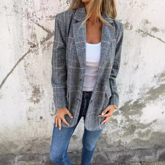Blazer Élégance Rétro Pied-de-Poule