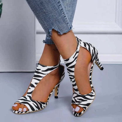 Sandales à Talons Zip & Bout Ouvert