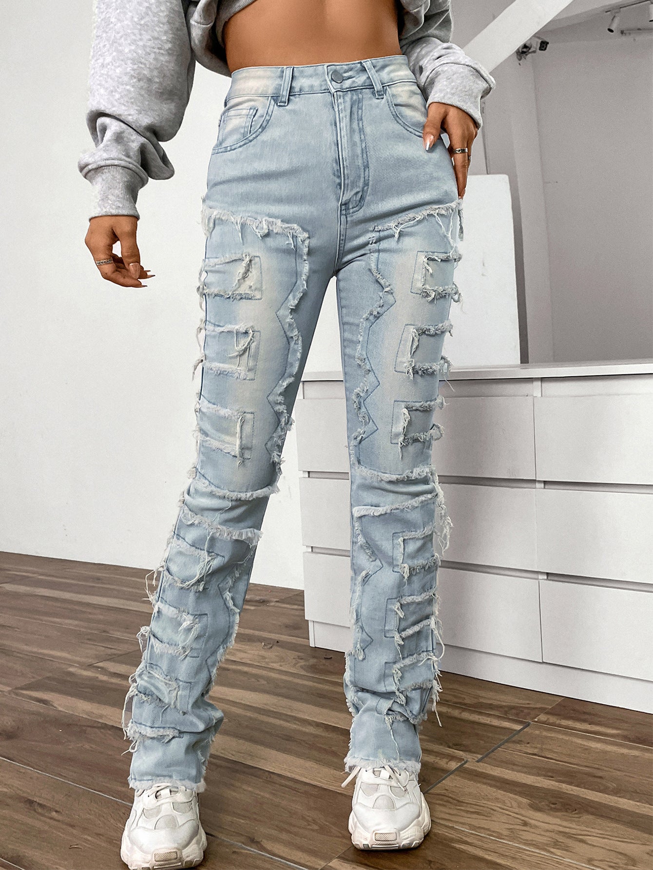 Jean Femme Coupe Droite Brodé