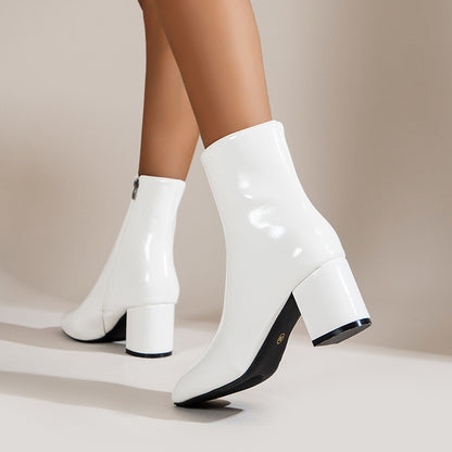 Bottes Élégantes à Bout Pointu et Talon Épais