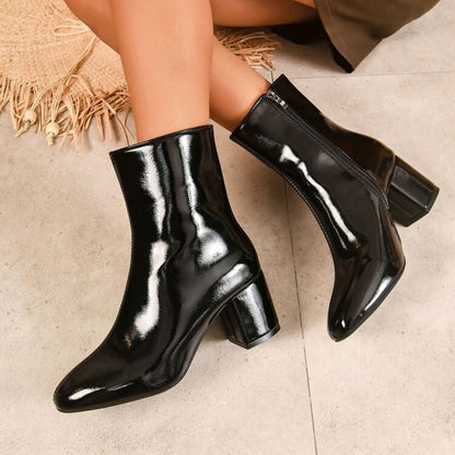 Bottes Élégantes à Bout Pointu et Talon Épais
