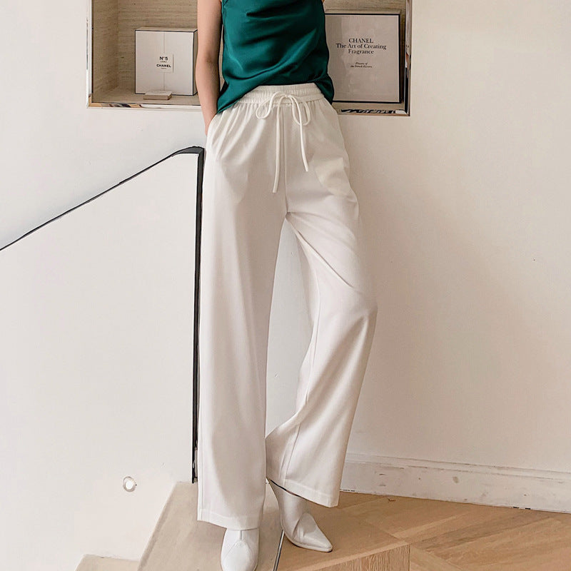 Pantalon Large en Soie Glacée à Imprimé Chic
