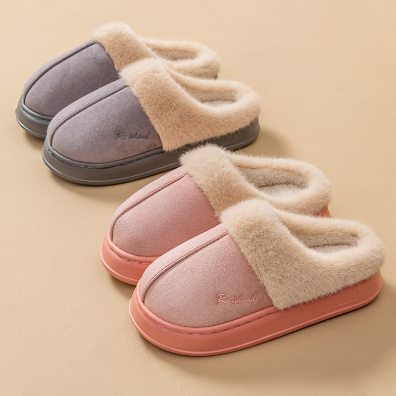 Mules Douillettes Unisexes en Coton Fluffy Antidérapantes