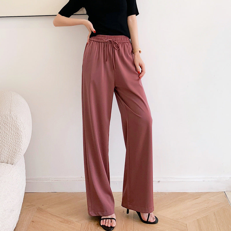 Pantalon Large en Soie Glacée à Imprimé Chic