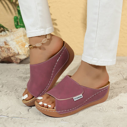 Mules Compensées Femme à Bout Ouvert avec Semelle Épaisse