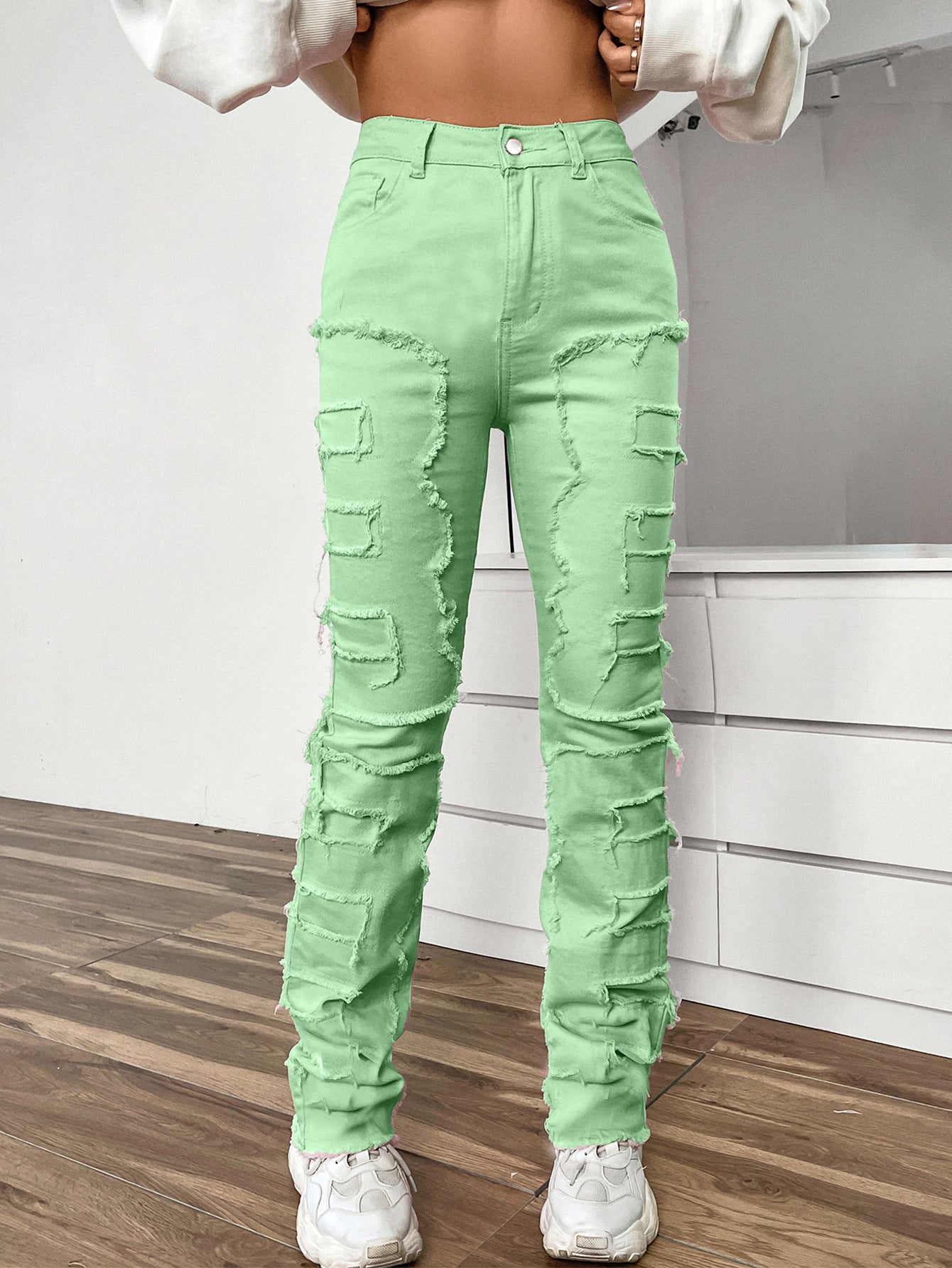 Jean Femme Coupe Droite Brodé