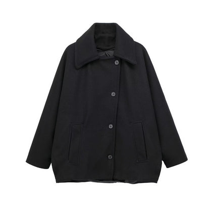 Manteau Court en Laine Mélangée – Charme Automnal