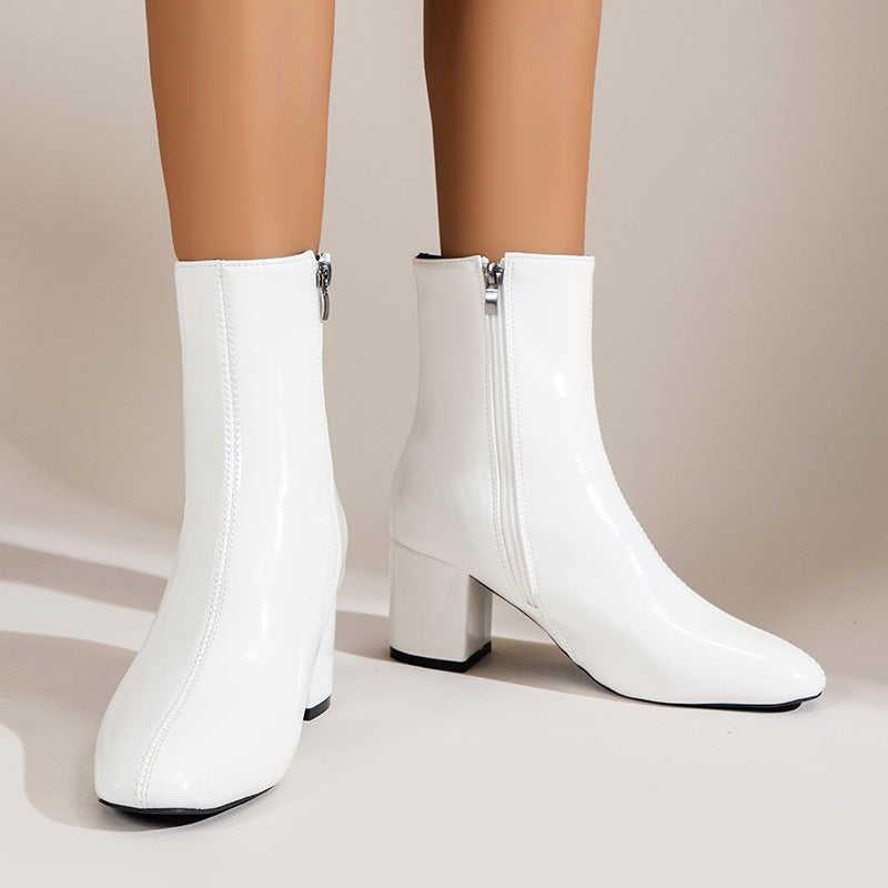 Bottes Élégantes à Bout Pointu et Talon Épais