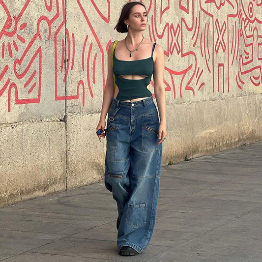 Jean Cargo Zippé Femme