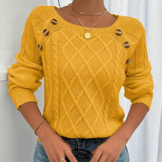 Léna Douceur Élégante - Pull Tricot à Col Carré