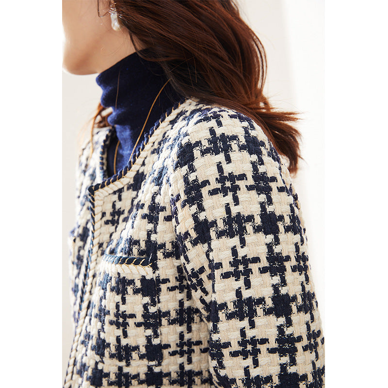 Veste Élégance – Blazer court à motif pied-de-poule