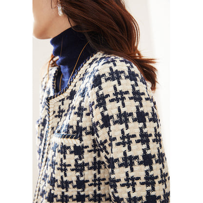 Veste Élégance – Blazer court à motif pied-de-poule