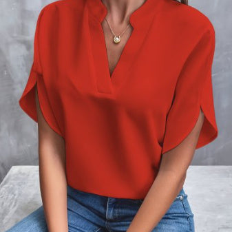 Blouse Fluide en Chiffon à Col V