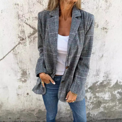 Blazer Élégance Rétro Pied-de-Poule