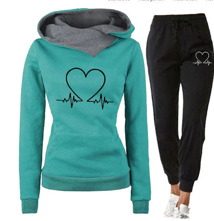 Ensemble Sportif avec Imprimé Cœur et Capuche