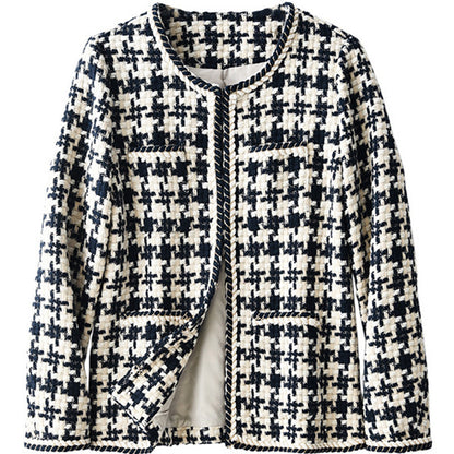 Veste Élégance – Blazer court à motif pied-de-poule