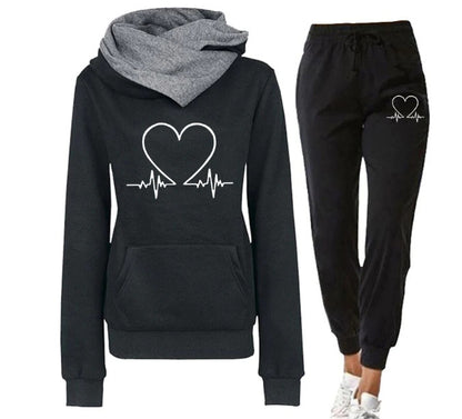 Ensemble Sportif avec Imprimé Cœur et Capuche
