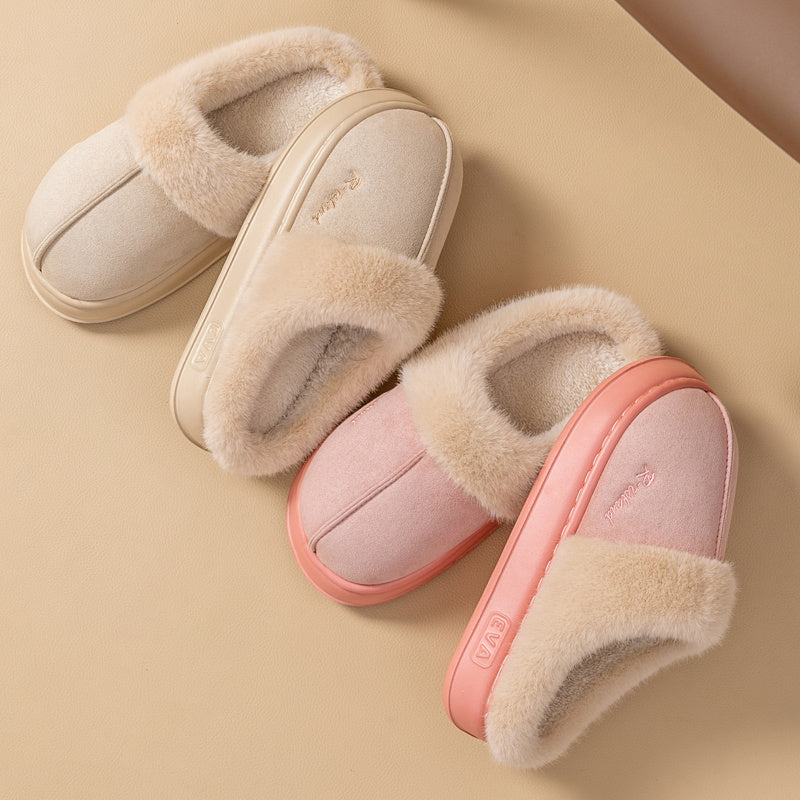 Mules Douillettes Unisexes en Coton Fluffy Antidérapantes