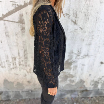 Ensemble Élégant Chemise en Dentelle & Pantalon