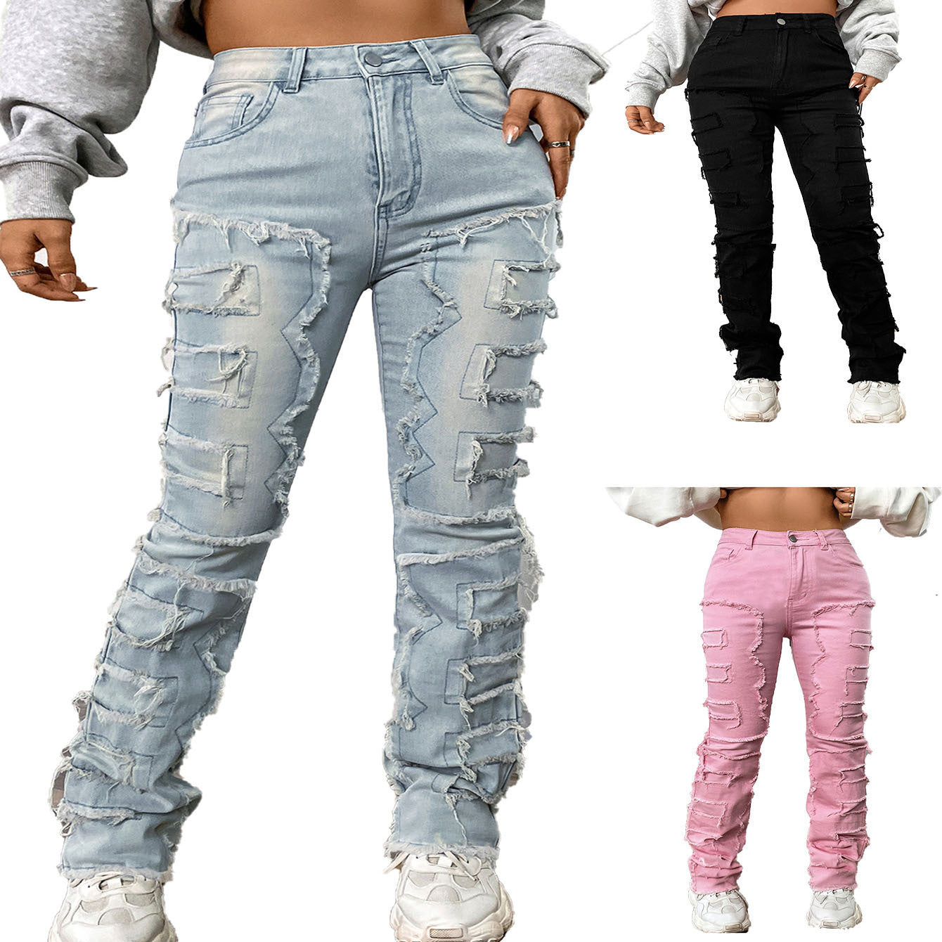 Jean Femme Coupe Droite Brodé