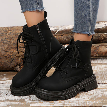 Bottines à Lacets à Talon Carré pour Femme