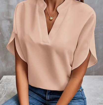 Blouse Fluide en Chiffon à Col V