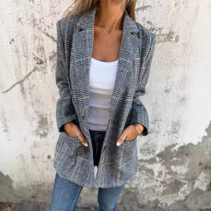 Blazer Élégance Rétro Pied-de-Poule